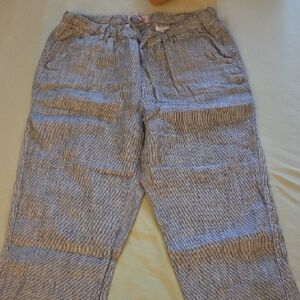 Philosophy Women's Blue and White Striped Chinos, LINEN